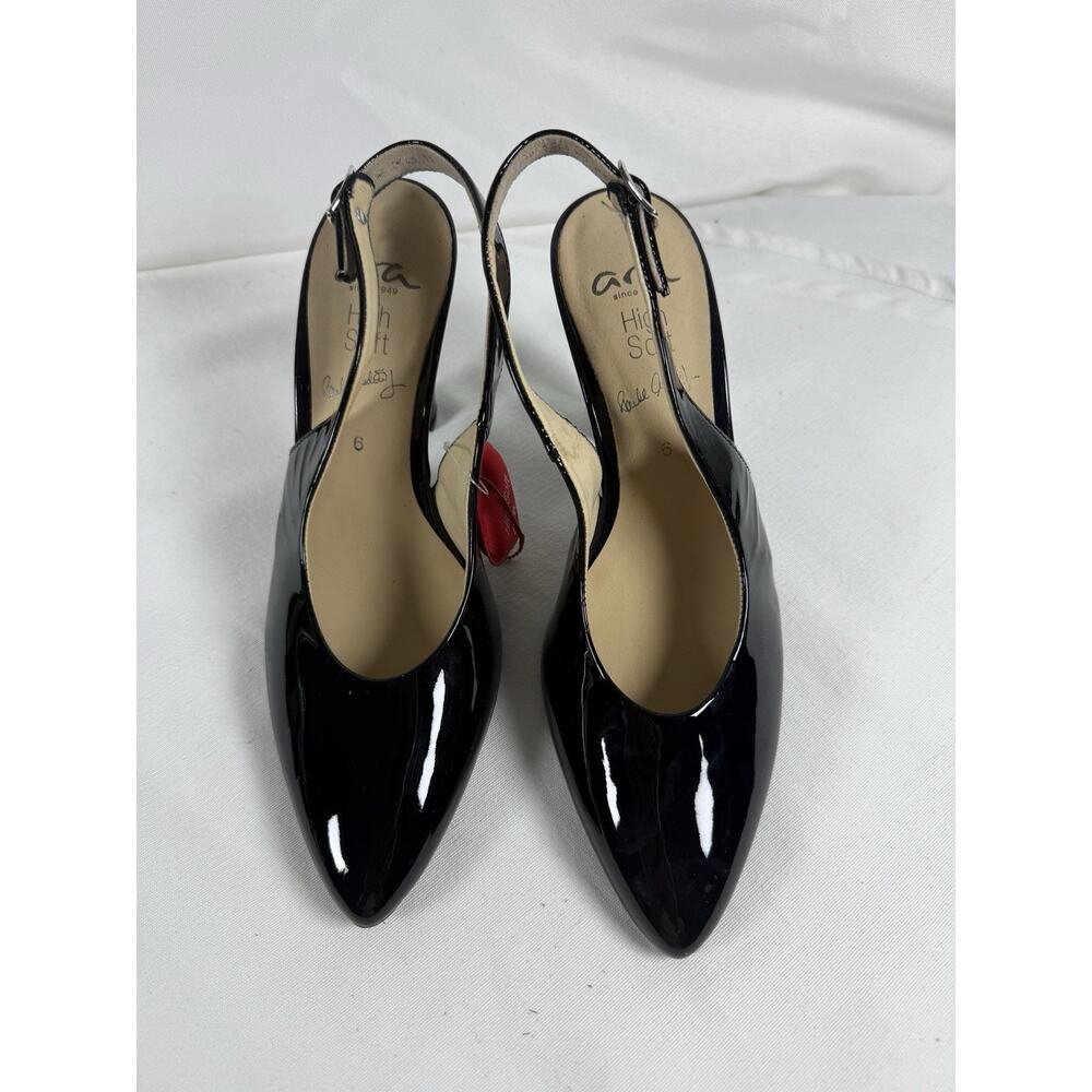 ARA Faith Black Patent Slingback High Heels New Box Size 8.5
